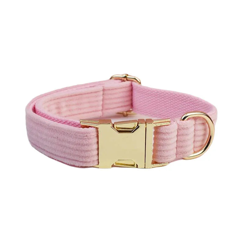 Pink Corduroy Dog Harness Set